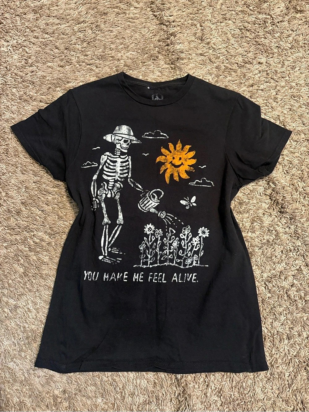 Next Level Apparel You Make Me Feel Alive Skeleton Halloween T-Shirt Black
